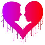Heart silhouettes of boy and girl, graffiti illustration