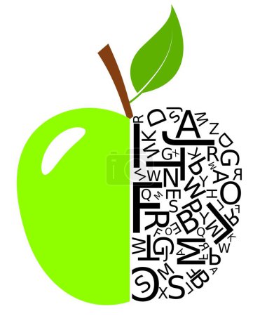 Téléchargez les photos : Pomme avec lettres, illustration vectorielle - en image libre de droit