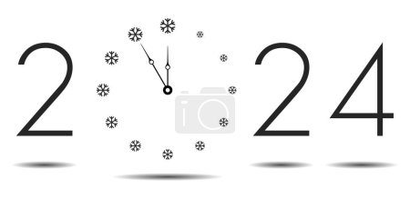 New Year 2024, Wall clock vector illustration