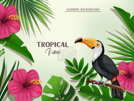 Téléchargez les illustrations : Tropical Summer Design Arrière-plan Illustration vectorielle - en licence libre de droit