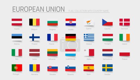Illustration for European Union flag set. Hight detailed vector illustration. - Royalty Free Image