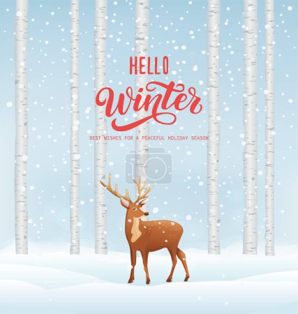 Illustration for Winter background, landscape. New year and Christmas greeting card. - Royalty Free Image