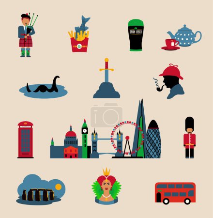 Illustration for United kingdom of great britain and northern ireland ICONS - Royalty Free Image