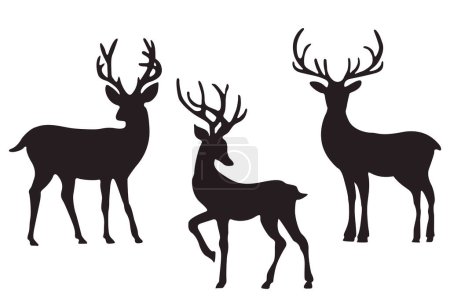 Ilustración de Silueta de hermosos ciervos sobre fondo blanco. Ilustración vectorial - Imagen libre de derechos