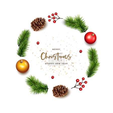 Illustration for Merry Christmas wreath. Vector illustration - Royalty Free Image