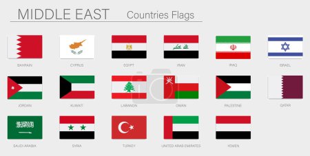 Illustration for Middle East flag set. Vector - Royalty Free Image