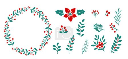 Ilustración de Feliz Navidad coronas conjunto. Ilustración vectorial - Imagen libre de derechos