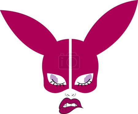 Téléchargez les illustrations : Illustration with girl in mask of rabbit was drawn in vector - en licence libre de droit