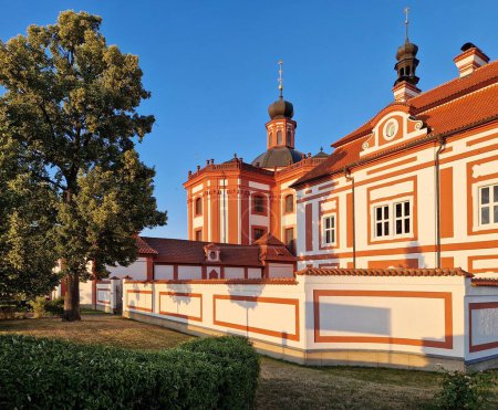 Photo for The famous baroque monastery Marianska Tynice near Pilsen in the beautiful sunset light. Marianska Tynice monastery was built in the 18th century. - Royalty Free Image