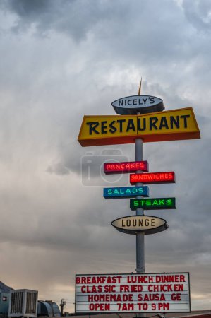 Photo for Lee Vining, Ca. August 1, 2017. A classic restaurant sign in the town of Lee Vining, near mono lake. - Royalty Free Image