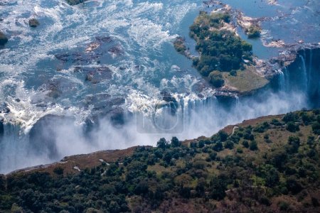 Photo for Telephoto shot of the immense Victoria falls, as seen from the air. - Royalty Free Image