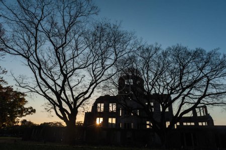 Photo for Hiroshima, Japan - Januari 1, 2020. Early morning shot of the famous atomic bomb dome in Hiroshima. - Royalty Free Image