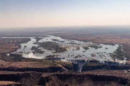 Photo for Aerial view of the Victoria falls, as seen from a Helicopter - Royalty Free Image