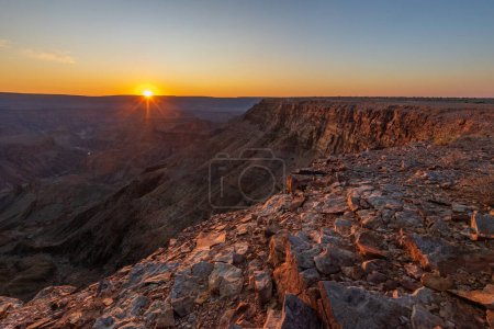 Photo for Wide angle landscape shot of the fish river canyon in Southern Namibia, around sunset. - Royalty Free Image