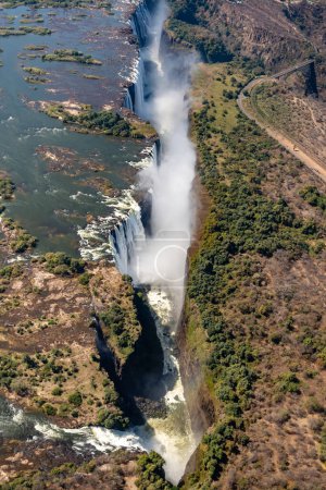 Luftaufnahme der Victoriafälle an der Grenze zu Simbawe Sambia.