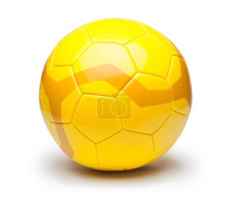 Foto de Yellow football ball, isolated on white background - Imagen libre de derechos