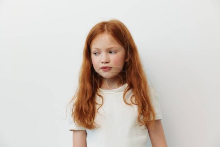 Photo for Person hair little unhappy female young childhood furious emotion background sad angry cute white children caucasian face expression upset portrait stress isolated girl - Royalty Free Image