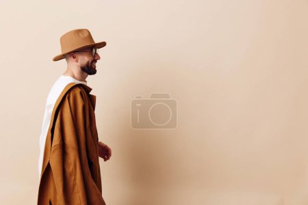 Photo for Lifestyle man background face background person senior young happy adult serious mature attractive beard model handsome caucasian hat man guy portrait expression - Royalty Free Image
