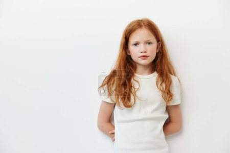 Photo for Beauty young stress children person childhood closeup isolated girl little background sad angry problem portrait expression cute upset emotion female unhappy caucasian hair face - Royalty Free Image