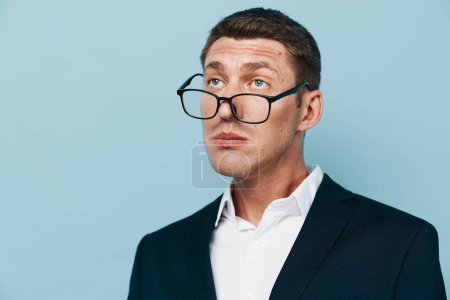 Photo for Caucasian man eyewear businessman white portrait person background expression attractive guy handsome face looking studio model one isolated young man business adult background human - Royalty Free Image