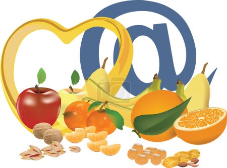 Illustration for Seasonal fruit available via the internet - Royalty Free Image