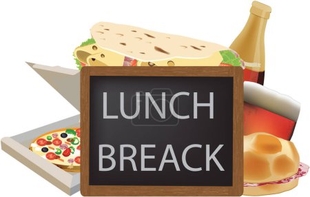 Illustration for Blackboard with written closed for lunch break - Royalty Free Image