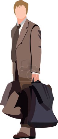 Illustration for Distinguished person standing with travel bags - Royalty Free Image