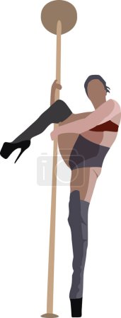 Téléchargez les illustrations : Femme en costume ne danse lampe au poteau - en licence libre de droit