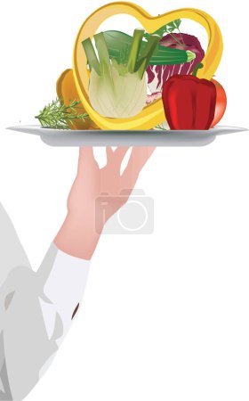 Ilustración de Bandeja y servicio de verduras con amor - Imagen libre de derechos