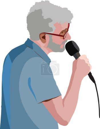 Téléchargez les illustrations : Chanteur-compositeur chanteur avec microphone chanteur - en licence libre de droit