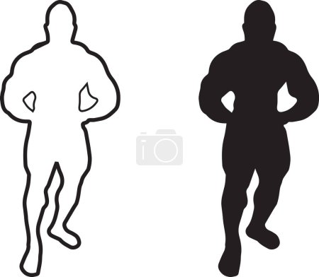 Illustration for Black and white figures person doing bodybuilding - Royalty Free Image