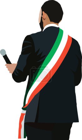 Téléchargez les illustrations : Civil personality mayor with tricolor band - en licence libre de droit