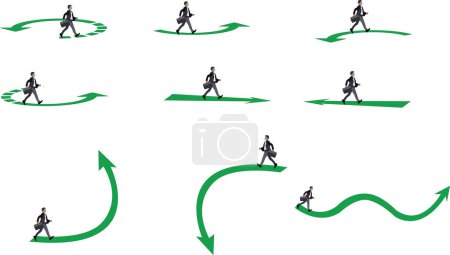 Illustration for Distinguished person walks in all directions - Royalty Free Image