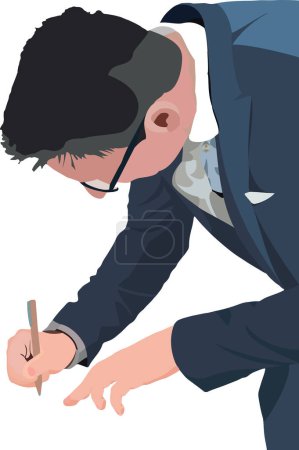 Illustration for Distinguished young man signs contract - Royalty Free Image