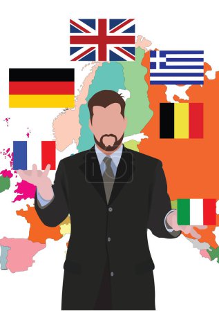 Téléchargez les illustrations : Personne distinguée European International Manager - en licence libre de droit