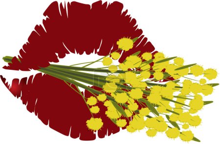 Téléchargez les illustrations : Fleur de mimosa symbole de la journée des femmes - en licence libre de droit