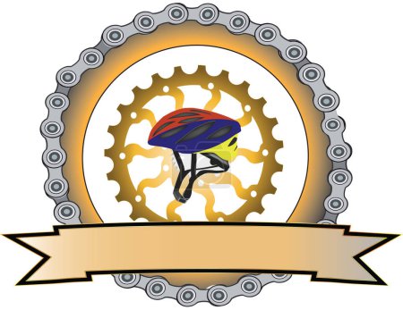 Ilustración de Casco y accesorios símbolo de bicicleta deportiva - Imagen libre de derechos