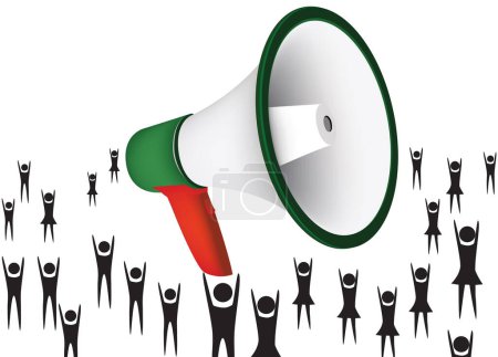 Illustration for People demonstrating in a demonstration with loudspeaker - Royalty Free Image