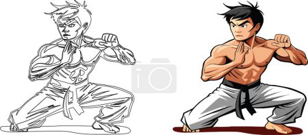 Illustration for Karate master in competition clothing - Royalty Free Image