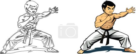 Illustration for Karate master in competition clothing - Royalty Free Image