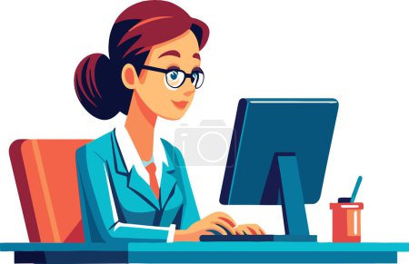 secretaria delante del ordenador-