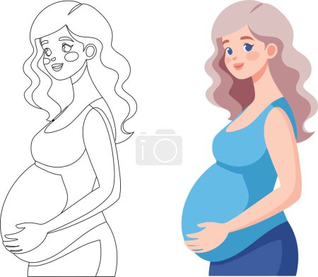 Young female people in pregnant state