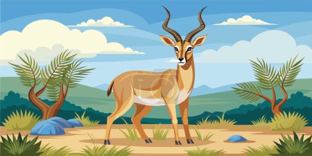 Illustration for Thomson's gazelle in its natural landscape - Royalty Free Image
