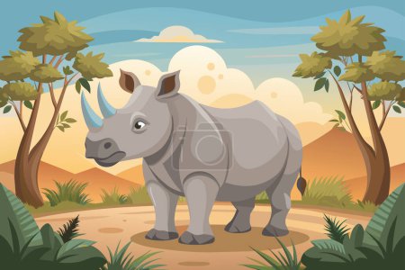 rinoceronte nel suo ambiente naturale