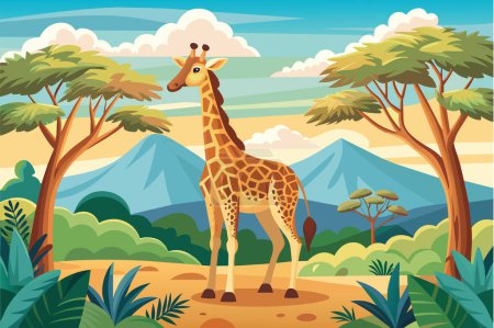 Téléchargez les illustrations : Girafe dans son environnement naturel - en licence libre de droit