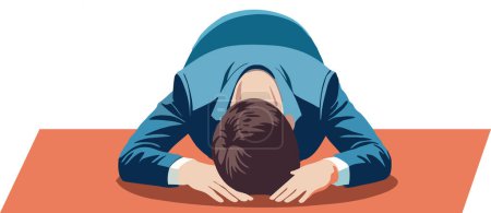 Illustration for Vector illustration of a businessman with head down, showing frustration or failure - Royalty Free Image
