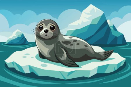 una foca sobre una capa de hielo en su hábitat natural-