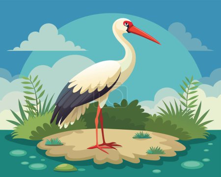 migratory bird stork in its natural habitat