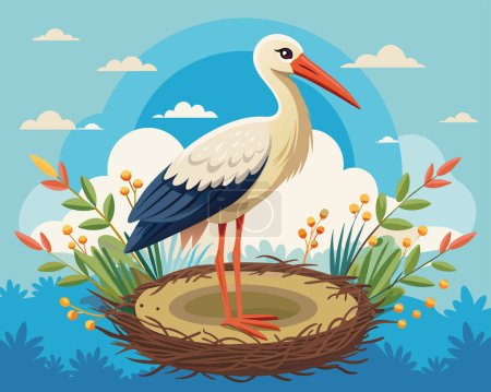 migratory bird stork in its natural habitat