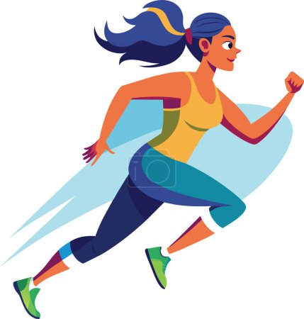 Sporty girl speeding up for running-